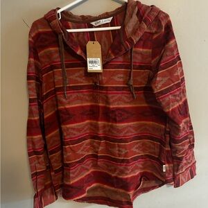 Woolrich Women’s Burgundy and Brown Jacquard Hoodie Aztec Print NWT
